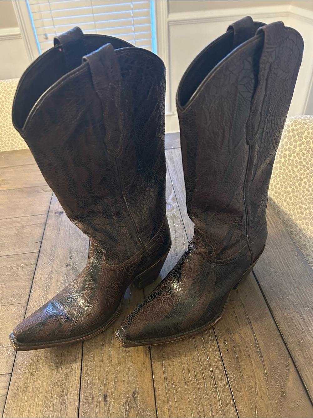Lucchese Brown/ Black Textured Western Cowboy Boots